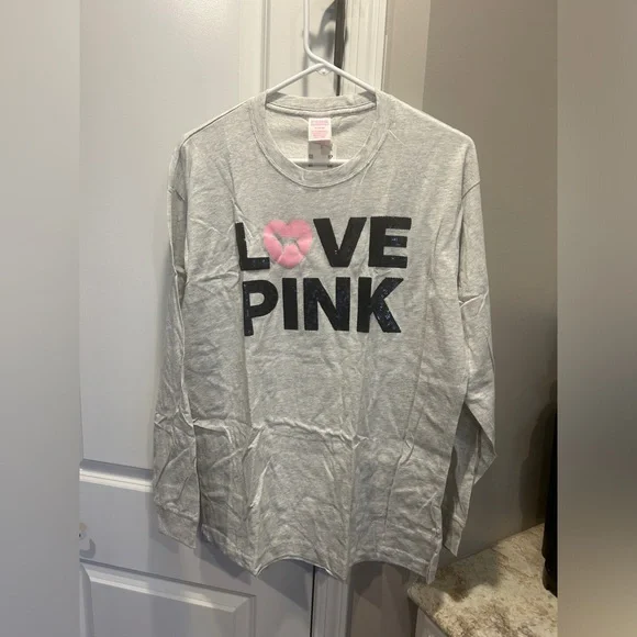 T-shirt Victoria's Secret PINK Bling Rouge à Manches Longues - Neuf Avec étiquettes